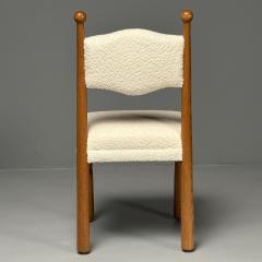 Jean Roy re Royere Style French Mid Century Modern Contemporary Dining Chairs Oak Boucle - 3839851