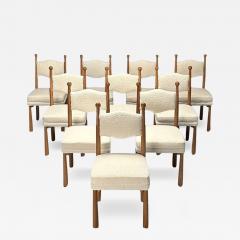 Jean Roy re Royere Style French Mid Century Modern Contemporary Dining Chairs Oak Boucle - 3841433