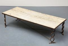 Jean Roy re Steel Brass and Comblanchien Limestone Ruban Coffee Table by Jean Royere - 3263434