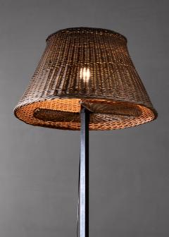 Jean Touret Jean Touret Iron and Wicker Floor Lamp for Marolles France 1950s - 2223539