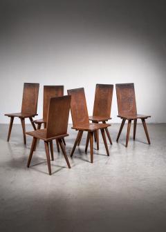 Jean Touret Jean Touret Set of Six Oak Dining Chairs for Marolles - 3168431