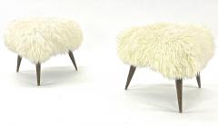 Jean Touret Jean Touret for Atelier Marolles pair of brutalist stool newly covered in fur - 2135827