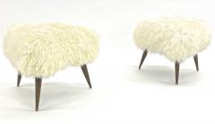 Jean Touret Jean Touret for Atelier Marolles pair of brutalist stool newly covered in fur - 2135832