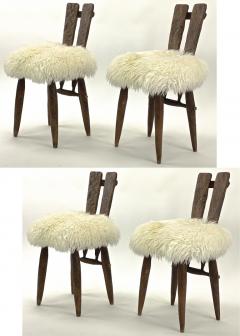 Jean Touret Jean Touret for Ateliers Marolles set of 4 dinning chairs recovered in Fur - 1808345