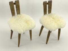 Jean Touret Jean Touret for Ateliers Marolles set of 4 dinning chairs recovered in Fur - 1808355