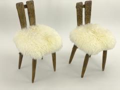 Jean Touret Jean Touret for Ateliers Marolles set of 4 dinning chairs recovered in Fur - 2333340