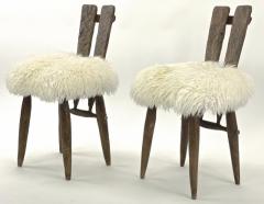 Jean Touret Jean Touret for Ateliers Marolles set of 4 dinning chairs recovered in Fur - 2333341