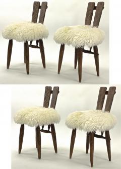 Jean Touret Jean Touret for Ateliers Marolles set of 4 dinning chairs recovered in Fur - 2333344