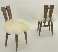 Jean Touret Jean Touret for Ateliers Marolles set of 4 dinning chairs recovered in Fur - 2333345