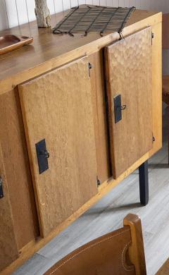 Jean Touret Jean Touret pour Les Ateliers De Marolles rare long 4 doors solid oak cabinet - 1867529