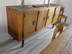 Jean Touret Jean Touret pour Les Ateliers De Marolles rare long 4 doors solid oak cabinet - 2134531