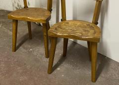 Jean Touret Jean Touret pour les Ateliers de Marolles pair of brutalist solid wood chairs - 1892533