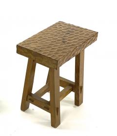 Jean Touret Jean Touret style awesome pair of brutalist stools oak carved A la gouge  - 1998909