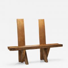 Jean Touret Jean and S bastien Touret Brutalist Oak Bench France 1970s - 2332964