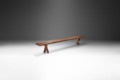 Jean Touret Jean and S bastien Touret Oak Bench with Cross Legs France 1970s - 2330924