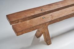 Jean Touret Jean and S bastien Touret Oak Bench with Cross Legs France 1970s - 2330925