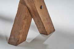 Jean Touret Jean and S bastien Touret Oak Bench with Cross Legs France 1970s - 2330931