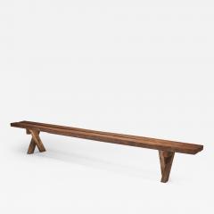 Jean Touret Jean and S bastien Touret Oak Bench with Cross Legs France 1970s - 2332963