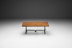 Jean Touret Oak Table with Iron Base in the manner of Jean Touret France Mid 20th Century - 4174410