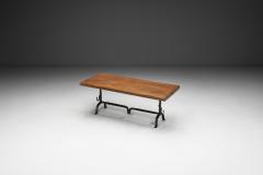 Jean Touret Oak Table with Iron Base in the manner of Jean Touret France Mid 20th Century - 4174411
