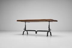 Jean Touret Oak Table with Iron Base in the manner of Jean Touret France Mid 20th Century - 4174413