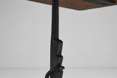 Jean Touret Oak Table with Iron Base in the manner of Jean Touret France Mid 20th Century - 4174417