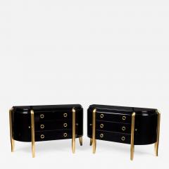 Jean de Merry Pair of Jean de Merry American Mid Century Ebony Lacquer Commode - 4307147