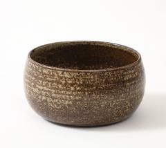 Jean tessier Jean Tessier Beige Brown Stoneware Bowl France c 1940 50 signed - 4509599