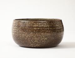 Jean tessier Jean Tessier Beige Brown Stoneware Bowl France c 1940 50 signed - 4509608