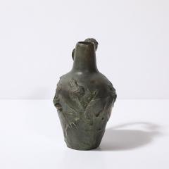 Jeanne Jozon Art Nouveau Bronze Flagon Maiden Enveloped in Milk Thistle signed Jeanne Jozon - 4304265