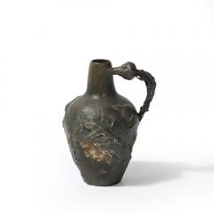 Jeanne Jozon Art Nouveau Bronze Flagon Maiden Enveloped in Milk Thistle signed Jeanne Jozon - 4304266
