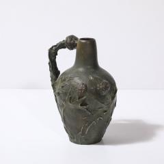 Jeanne Jozon Art Nouveau Bronze Flagon Maiden Enveloped in Milk Thistle signed Jeanne Jozon - 4304269