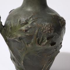 Jeanne Jozon Art Nouveau Bronze Flagon Maiden Enveloped in Milk Thistle signed Jeanne Jozon - 4304270