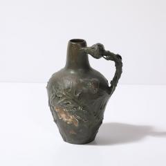 Jeanne Jozon Art Nouveau Bronze Flagon Maiden Enveloped in Milk Thistle signed Jeanne Jozon - 4304271
