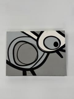 Jeff Kapfer Starling Monochromatic Bird Painting Signed 2007 24 x 24 Inches - 4794850