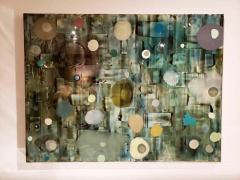 Jeff Leonard Jeff Leonard Abstract Resin Panel in Aqua Greens and Blues - 1307337