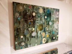 Jeff Leonard Jeff Leonard Abstract Resin Panel in Aqua Greens and Blues - 1307338