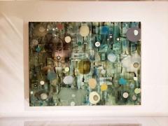 Jeff Leonard Jeff Leonard Abstract Resin Panel in Aqua Greens and Blues - 1307343