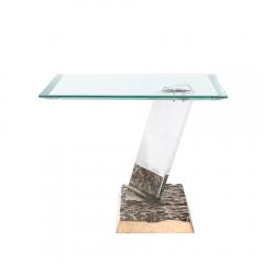 Jeffrey Bigelow Mid Century Bronze Glass Lucite FF 24 16 Side Table Signed Jeffrey Bigelow - 4142434