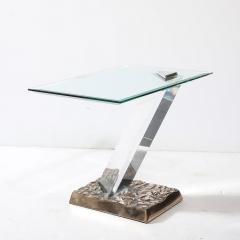 Jeffrey Bigelow Mid Century Bronze Glass Lucite FF 24 16 Side Table Signed Jeffrey Bigelow - 4142459