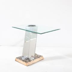 Jeffrey Bigelow Mid Century Bronze Glass Lucite FF 24 16 Side Table Signed Jeffrey Bigelow - 4142503
