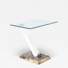 Jeffrey Bigelow Mid Century Bronze Glass Lucite FF 24 16 Side Table Signed Jeffrey Bigelow - 4143425
