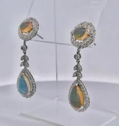 Jelly Opal Diamond Drop Earrings 18K - 3461978