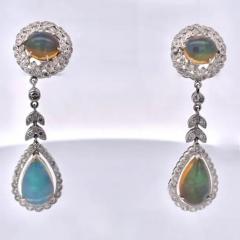 Jelly Opal Diamond Drop Earrings 18K - 3462094
