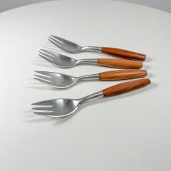 Jens Quistgaard 1954 Dansk Designs Flatware 4 Salad Forks Teak Stainless Jens Quistgaard - 2889151