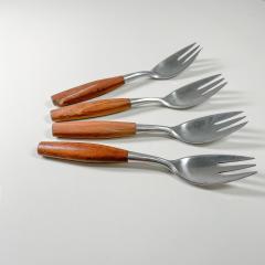 Jens Quistgaard 1954 Dansk Designs Flatware 4 Salad Forks Teak Stainless Jens Quistgaard - 2889154