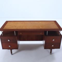 Jens Risom A Jens Risom mid century modern double pedestal executive desk in cherry wood - 3275068