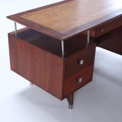 Jens Risom A Jens Risom mid century modern double pedestal executive desk in cherry wood - 3275069