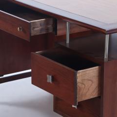 Jens Risom A Jens Risom mid century modern double pedestal executive desk in cherry wood - 3275070