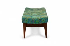 Jens Risom Blue and Green Southwestern Pattern Upholstery and Wood Floating Bench - 2787565